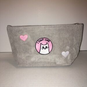 Cat Themed Corduroy Makeup Bag